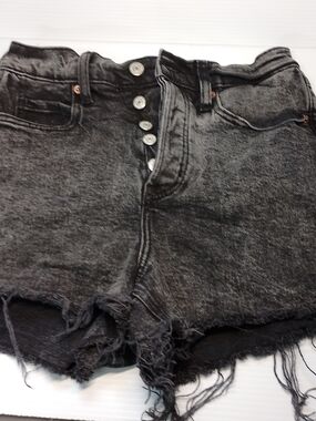 Old Navy High-Waist Black Acid-Wash Denim Shorts
